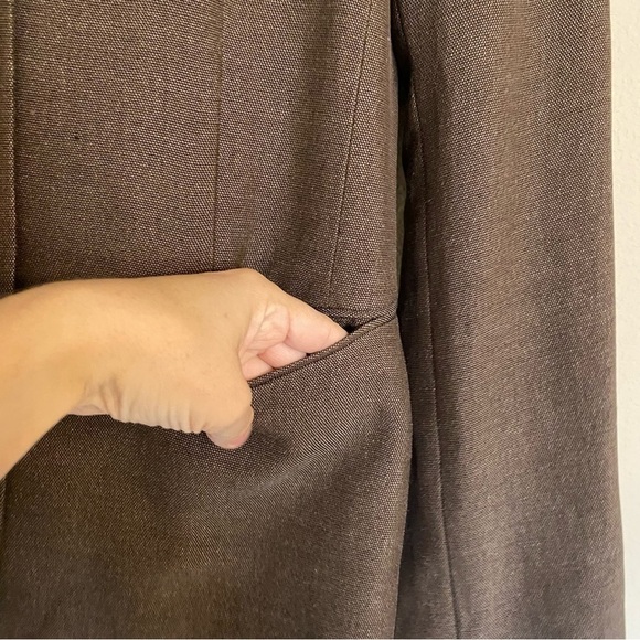 Donna Karan Brown Linen Skirt Suit Set Size 8 - Picture 9 of 16